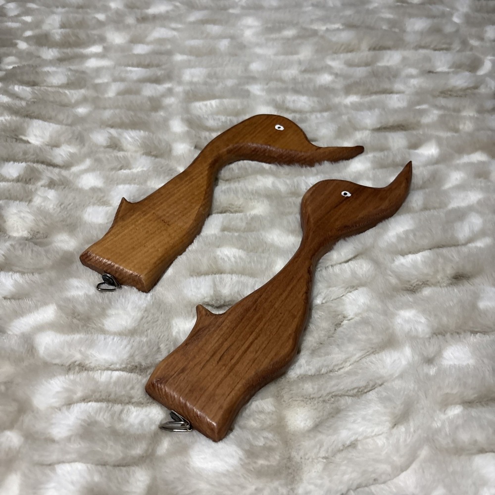 Set Of 2 Vintage Wooden Ducks Handmade Wall Decor Cottagecore Country Cottage